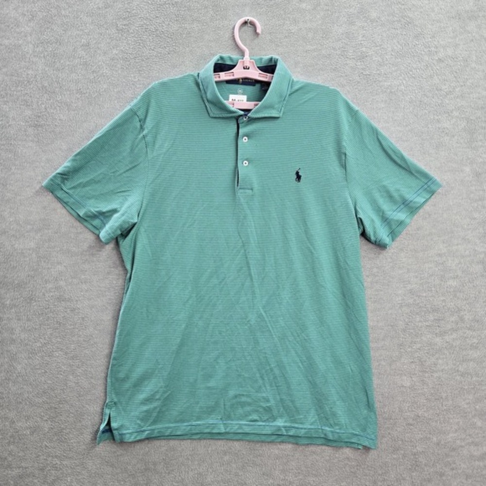 Ralph Lauren Men Polo XL Striped Green Pro Fit Moisture Wicking Short Sleeve